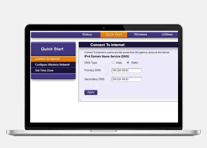 navigate to the router settings page WiFi Primary networks