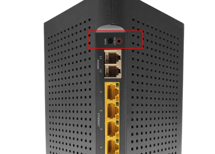 reset button on the router